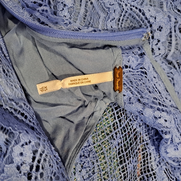 🌈FREE PEOPLE LACE PUFF SLEEVE BOHO MINI TUNIC DRESS-XS - Picture 9 of 10